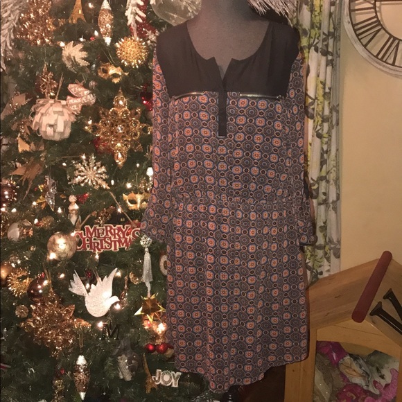 NWT Daniel Rainn Rolled Sleeve Print Dress Large - Picture 2 of 6